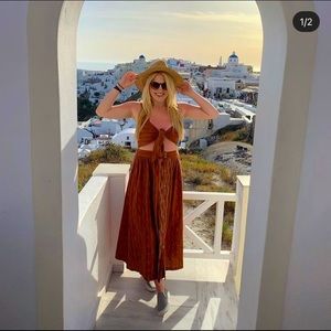 Free people copper front tie maxi dress